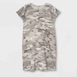 Isabel Maternity Tier Flutter Short Sleeve Grey Camouflage Knit Maternity Dress